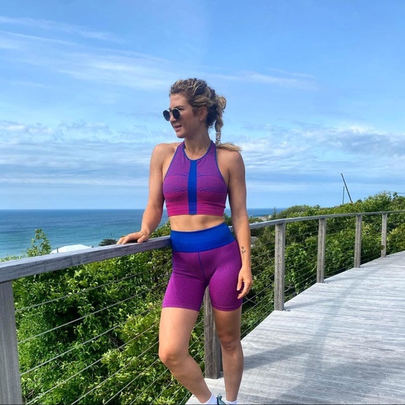 Fabletics blue High-Waisted Seamless Rib Short - Picture 7 of 10